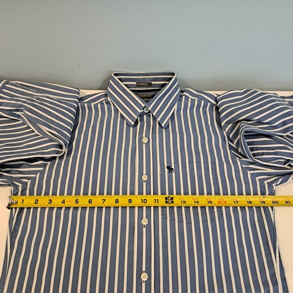 Abercrombie & Fitch Men's Small Muscle Fit Long Sleeve Button Down Striped Shirt - Picture 10 of 14